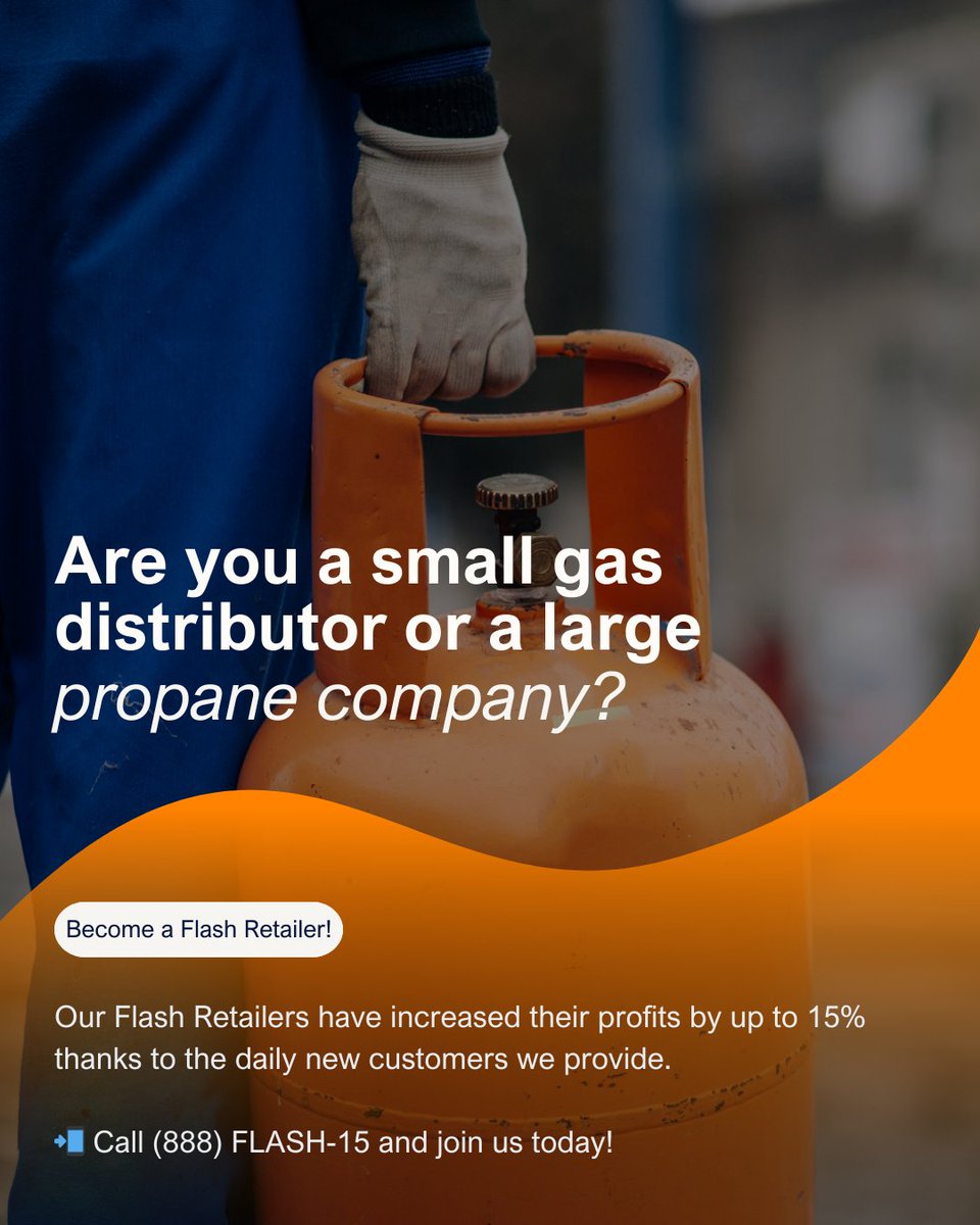flashgas3's tweet photo. 🔥 Are you a small gas distributor or a large propane company?

 Either way, you need more customers.
 💡 Flash Retailers increase their profits by up to 15%—on autopilot.

 New customers every day. No marketing needed. Just gas, money, and growth.
 📲 Download our app   https://t.co/PBCDGaDmJ1 or 📞 call (888)-FLASH-15 and start winning today!
