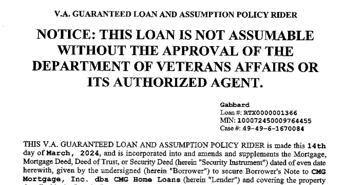 Did Tulsi Gabbard defraud the VA?

The loan on this Texas home was a VA loan executed March 2024. She applied for homestead separately in June. VA loans are for a primary residence—and Tulsi's mortgage says this would be her primary residence. Yet she voted in Hawaii that year.