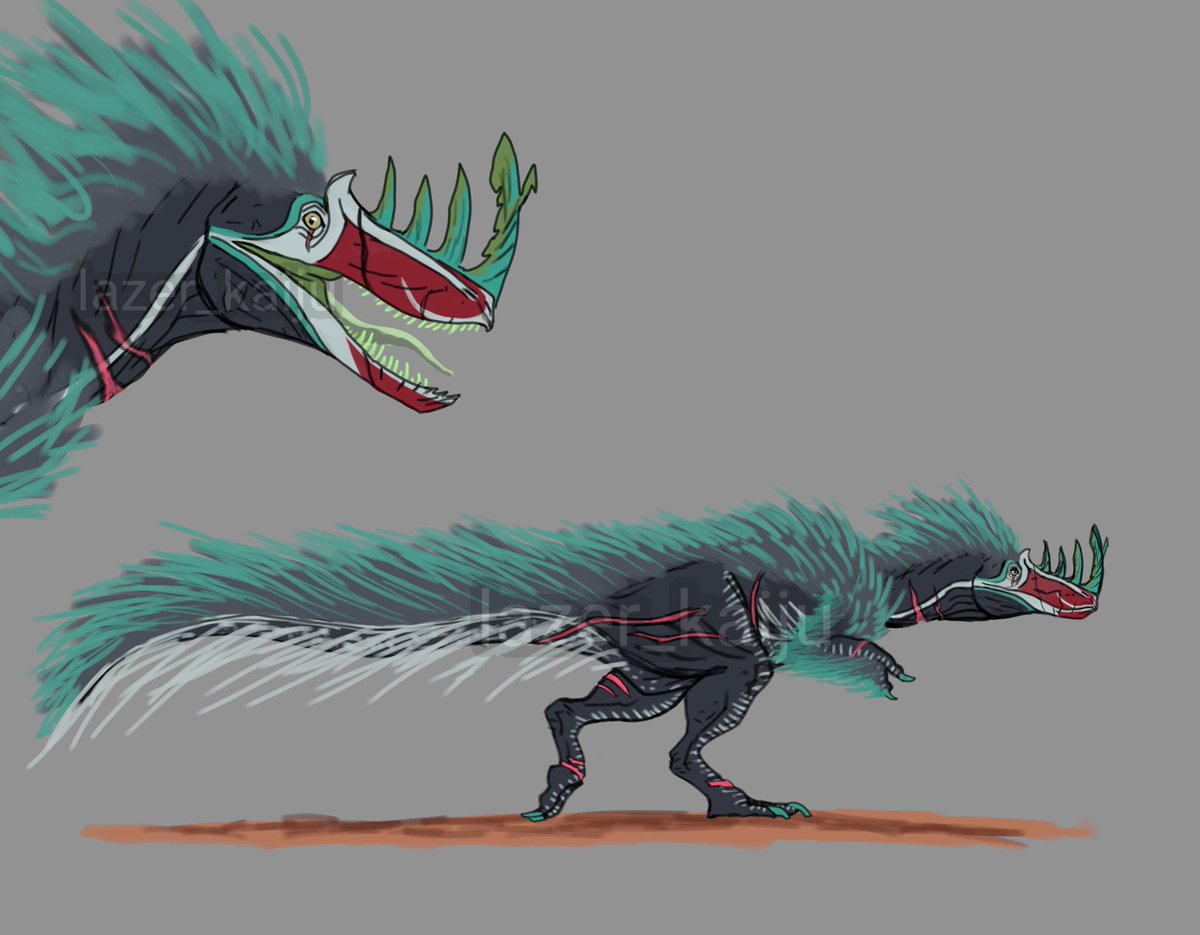 Lazer_kaiju's tweet photo. my alioramuses 
#paleoart #alioramuses #oc #swan https://t.co/JBh8E4tCg1