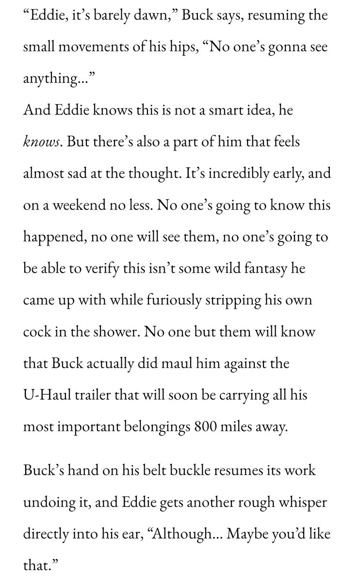 At this rate, Eddie’s gonna be back from texas before I finish this u-haul fic