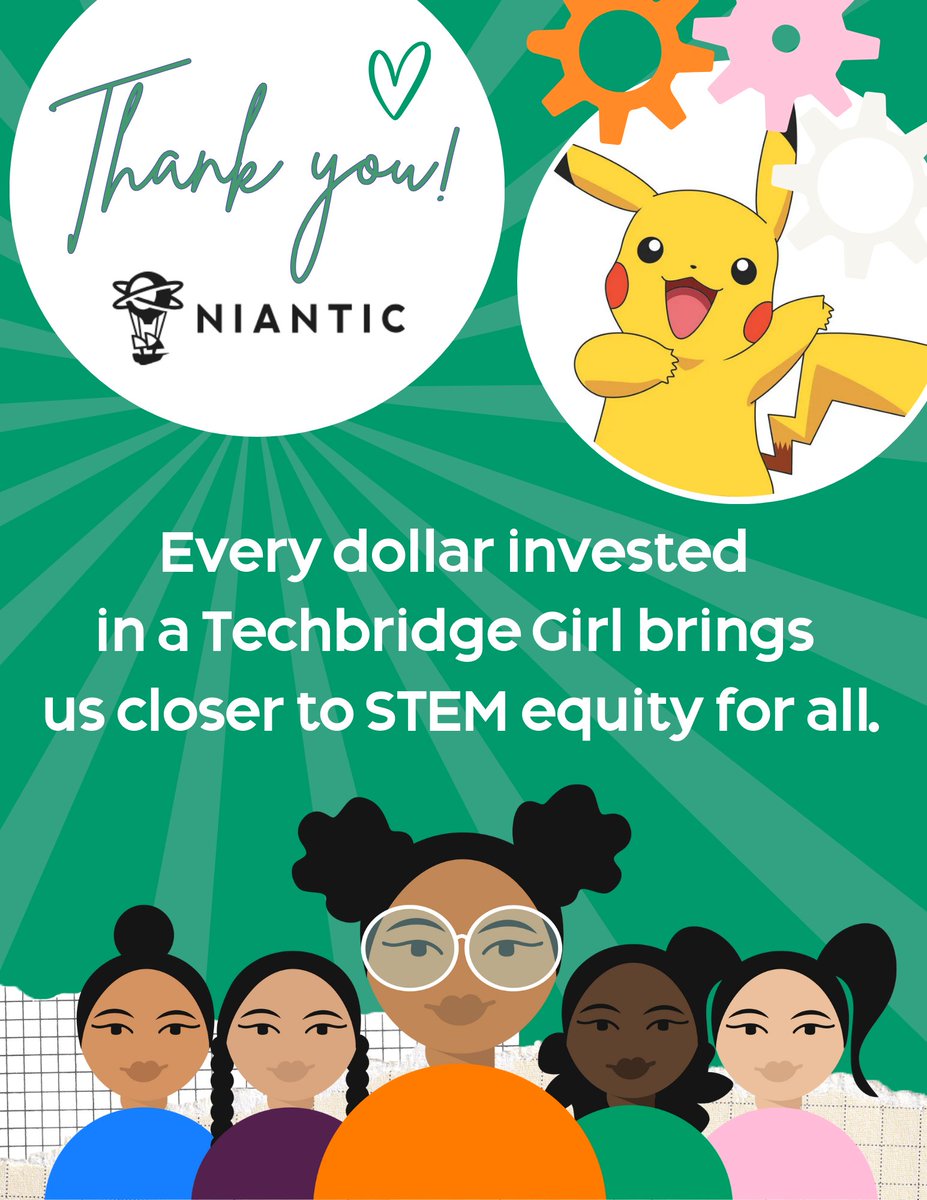 techbridgegirls's tweet image. Thanks to @NianticLabs, more Techbridge Girls can dream big and break barriers in STEM! Every dollar invested fuels a future of equal opportunities.

Together, we're inspiring the next generation of innovators! 💡✨

#STEMEquity #WomenInSTEM #Niantic #TechbridgeGirls #STEMForAll