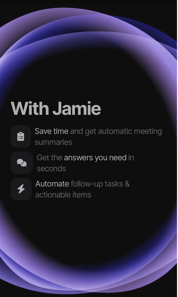 bfm666's tweet image. I started using Jamie (an AI that joins your meetings and writes notes for you), and honestly… it’s been a game changer 🤯💜💜💜!!!
It captures the main points, action items, and even sends a summary after – all automatic.
TRY IT NOW!🚀💜
#best_ai_tool #jamie_ai #ai_tool