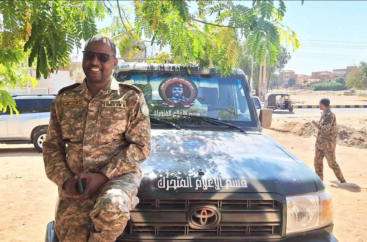 MohanadElbalal's tweet photo. 🟢 This was the last media retrieved from Lt Col Hassan Ibrahim’s phone, the Army’s media liaison officer after he was martyred in a drone strike along with a team of local Sudanese Journalists. 
In the clip he documents captured crates of Drone Air drop bombs that clearly states that the munitions belong to the UAE Armed forces.  Lt Col Hassan is very much likely to have been killed by these same UAE supplied Airdrop bombs that he was documenting shortly before his death. 

On the morning of his martyrdom there were hundreds of frontline soldiers on the grounds of the Presidential Palace yet this UAE sponsored RSF militia chose to target the civilian and Military press; because they fear the truth getting out more than anything. Do not let the UAE kill Sudanese in silence, do not let them win, keep exposing the Emirates’ bloody hand in Sudan.