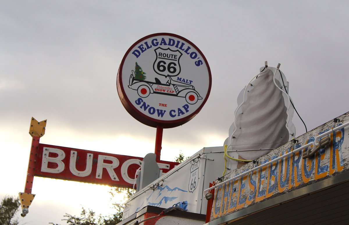 pjsyndicate's tweet photo. Shots from the 2025 Voodoo Lounge Gumbo USA Roadtrip calendar with photos from our trip to Arizona, Nevada &amp; New Orleans, April sees us on Route 66 in quirky Seligman. #arizona #voodooloungegumbo #mufflerman @RoadsideAmerica https://t.co/V0fa2M8JRb