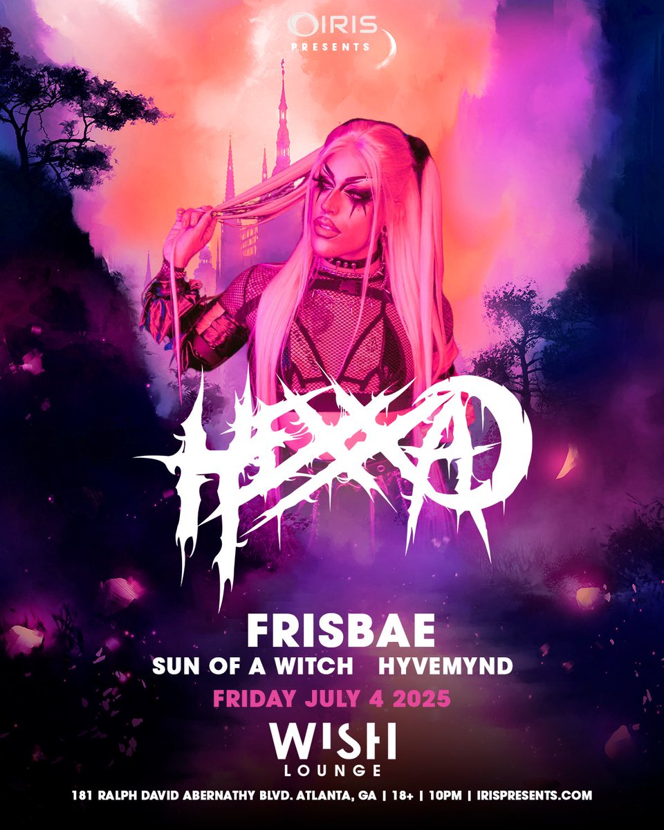 ✨ SHOW ANNOUNCEMENT✨

This is your “Final Destination”😈 Hexxa is coming to WISH Lounge this 4th of July with Frisbae, Sun of a Witch, and Hyvemynd! 🎶

Tickets on sale now—don’t miss the descent.🪄

🎟️- seetickets.us/irispresentshe…