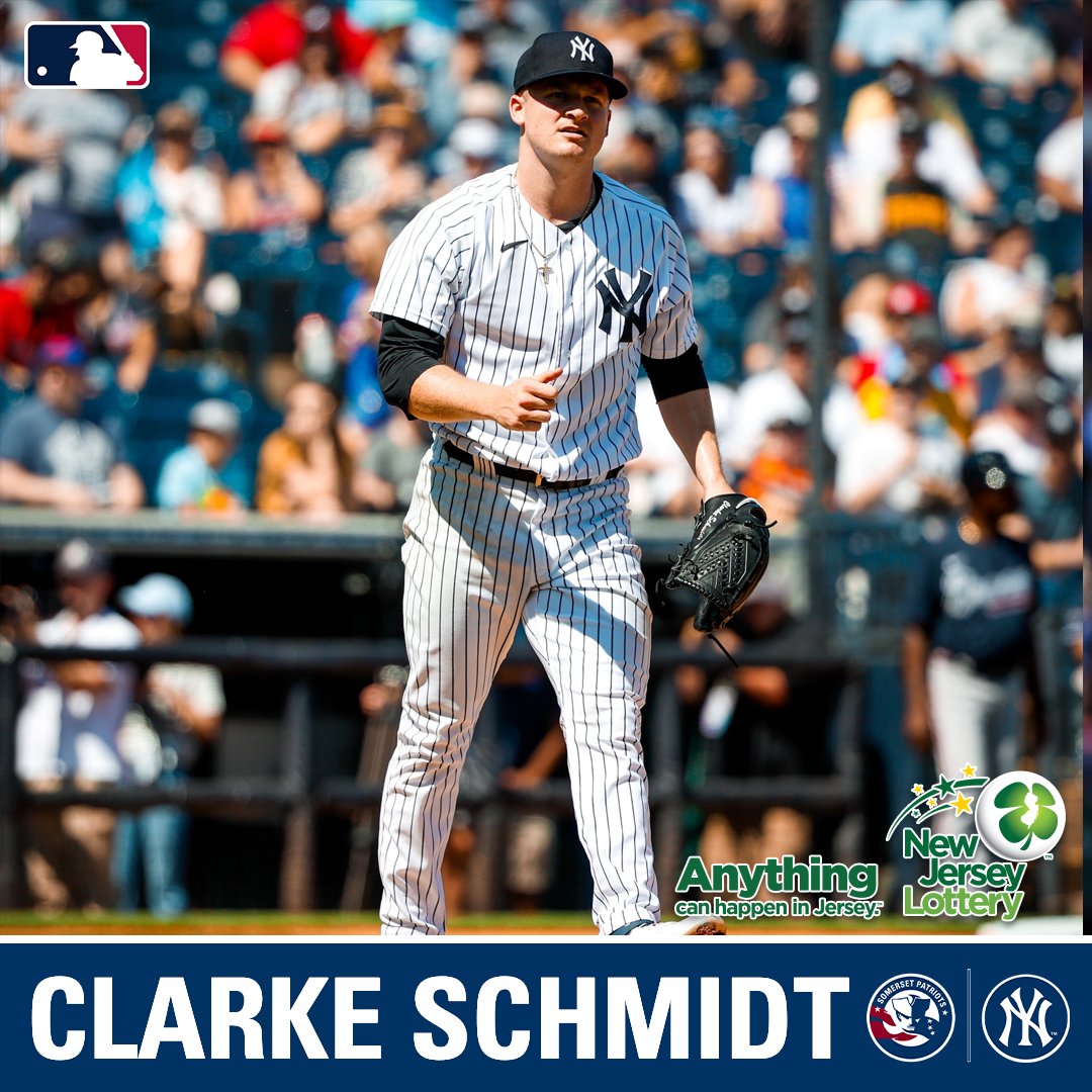 SOMPatriots's tweet photo. Yankees RHP Clarke Schmidt is currently scheduled to start for Somerset on a Major League rehab assignment tomorrow night, Thursday, April 10 vs. Reading. https://t.co/CnPyWgH3uM