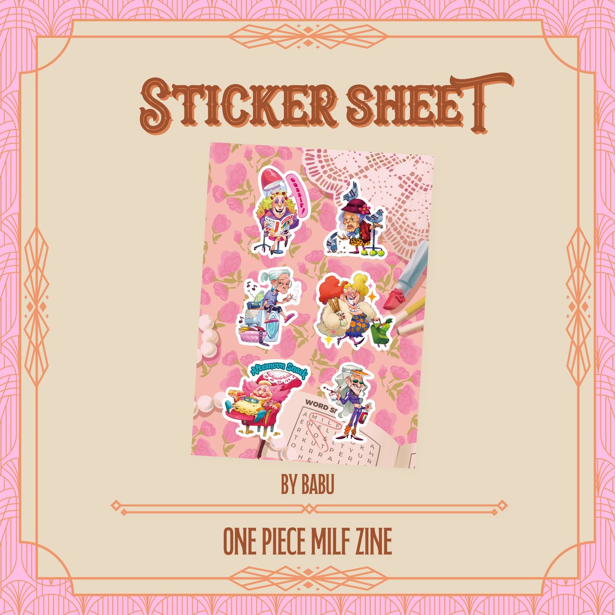 opmomszine's tweet image. 🥂 Merch Preview: Sticker Sheet! 🥂
Isn't this sticker sheet of a few of One Piece's iconic M!LFS by @marta_babu adorable? Don't miss out on it!~ ✨
💖 Preorders close in 4 days! 💖
