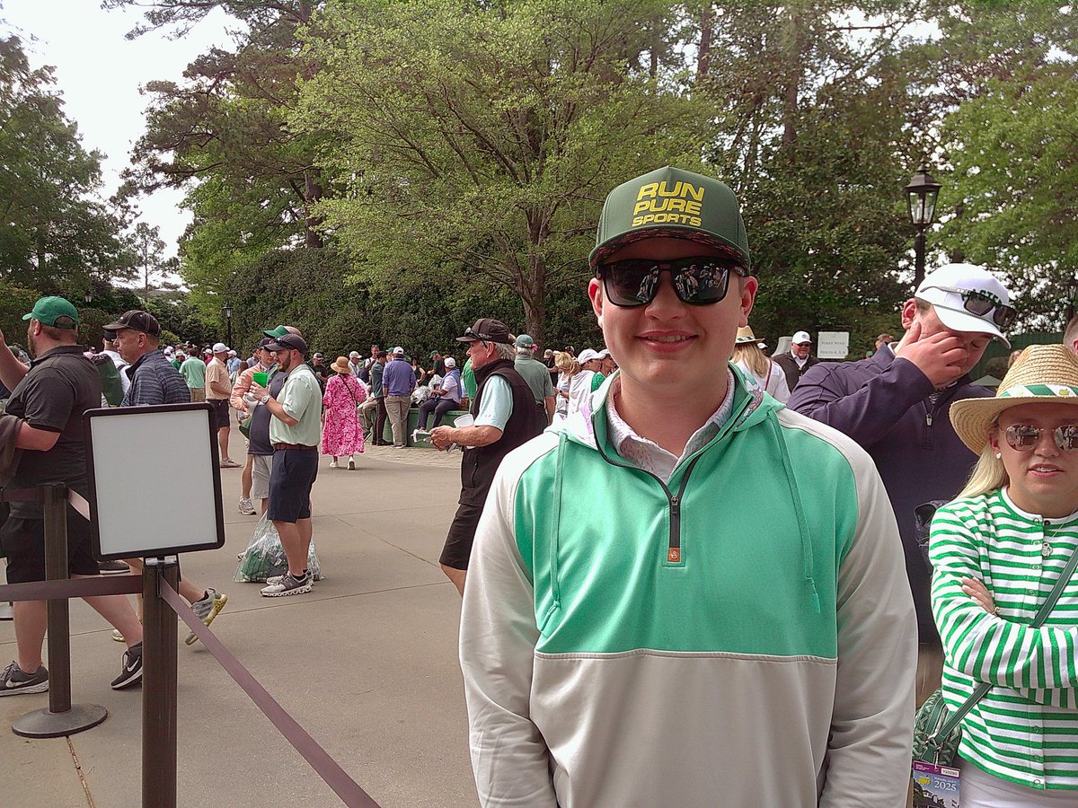 When a friend spots your lid at <a href="/TheMasters/">The Masters</a> and sends you a pic, only to realize the logo on the front is <a href="/RunPureSports/">Run Pure Sports</a> and it’s signed by <a href="/brysondech/">Bryson DeChambeau</a> #whataday #pimentobogey #unlikeanyother