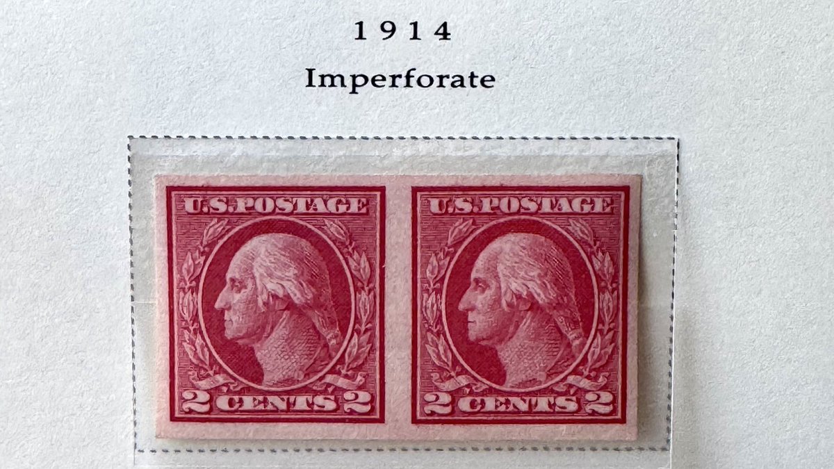 YachtVander's tweet photo. New pick up for Washington Franklin issues. Scott # 459 - 2 cent carmine imperforate with single line watermark - issue of 1914. Estimate issue of 21,000 with only 1,500 stamps estimated to have been saved by collectors. Used examples are rare. Had it not been for the Washington Franklin issues I likely would not have collected into the 20th century with my US collection.