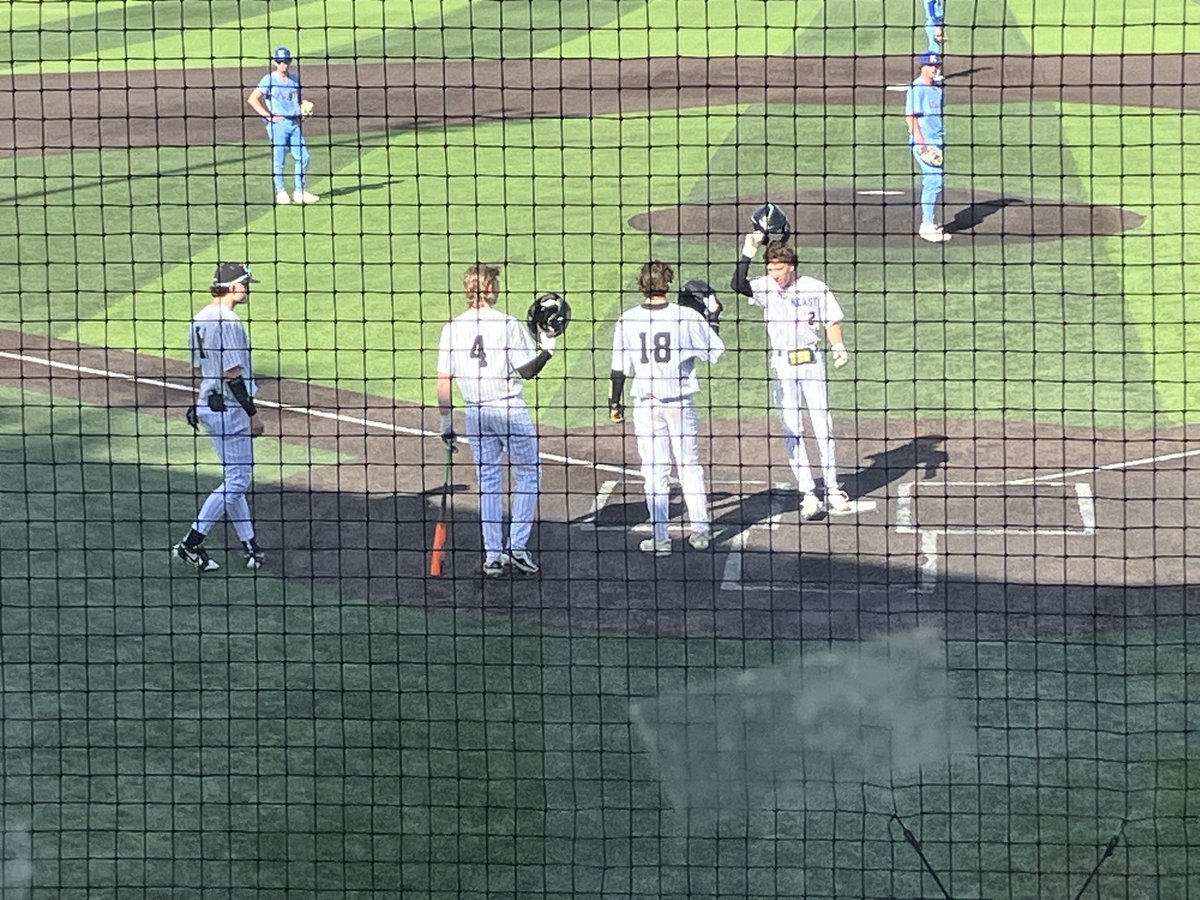 Northeast takes the lead on a two run HR by Jacob Volkmer. Rockets 2 Kearney 1 after three. Bearcats coming up next.