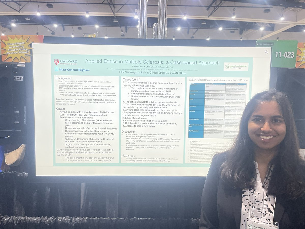 Ben Tolchin, MD, MS, HEC-C, FAAN, FAES (@btolchin) on Twitter photo Graduating @AANMember NITCEE fellow Methma Udawatta presents a case-based curriculum on clinical ethics issues in the treatment of multiple sclerosis. <a href="/MGHNeurology/">MGH Neurology</a> <a href="/harvardneuromds/">Mass General Brigham/HMS Neurology Residency</a> Graduating @AANMember NITCEE fellow Methma Udawatta presents a case-based curriculum on clinical ethics issues in the treatment of multiple sclerosis. <a href="/MGHNeurology/">MGH Neurology</a> <a href="/harvardneuromds/">Mass General Brigham/HMS Neurology Residency</a>