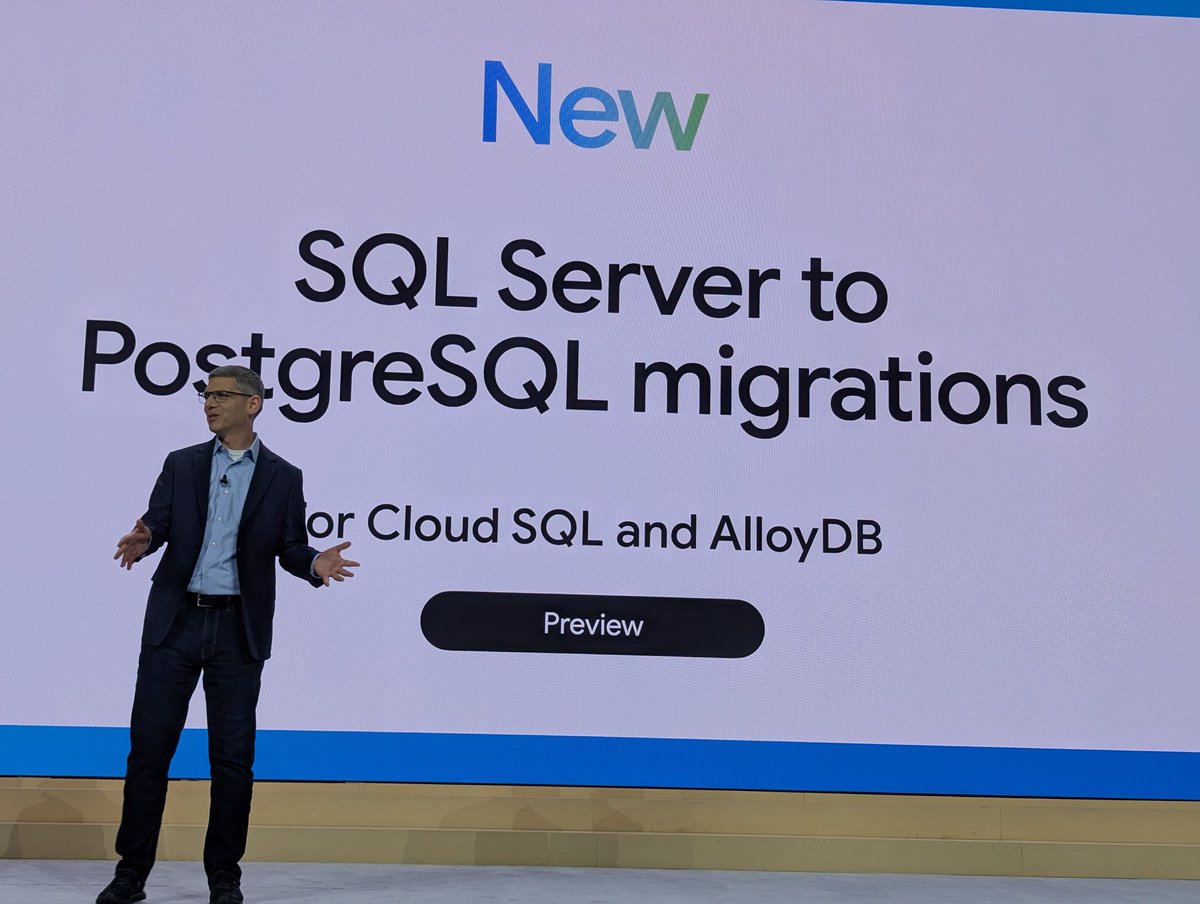 holgermu's tweet image. And @andigutmans announces new @Microsoft @SQLServer migration capabilities to #CloudSQL and #AlloyDB  #GoogleCloudNext