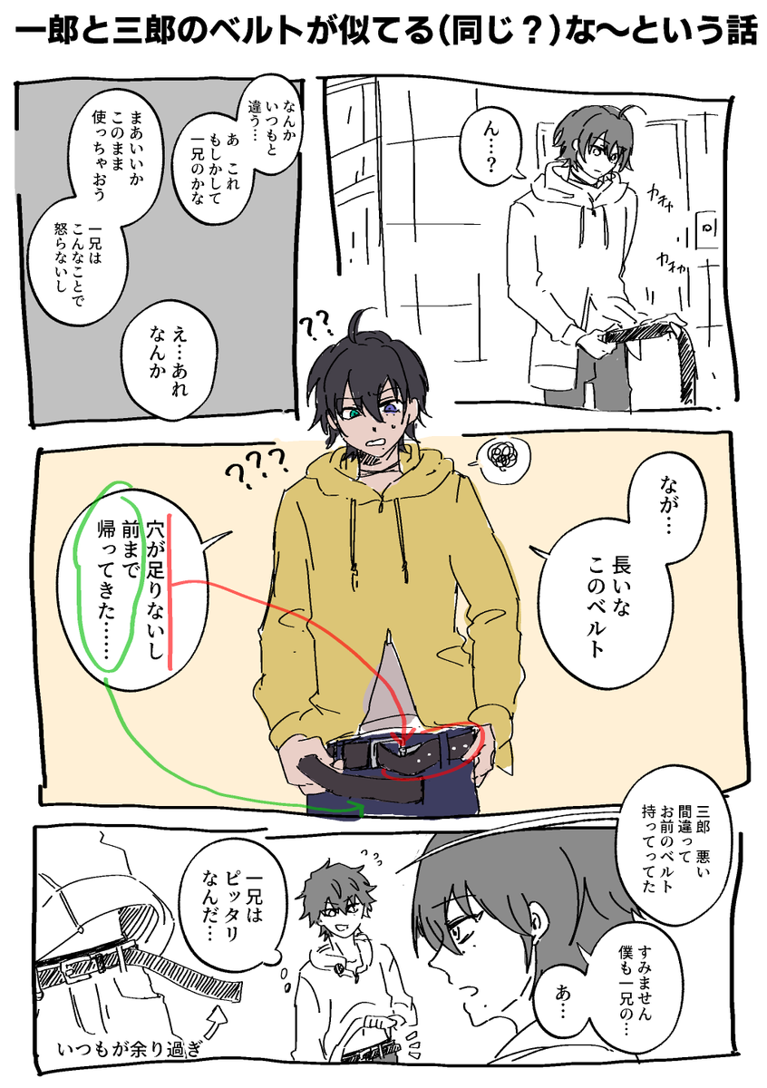 1⃣と3⃣が使ってるベルトが似てる(同じ??)から間違えちゃうときもあるかもしれないという希望・願望・欲望・洗脳・搾取・虎の巻 