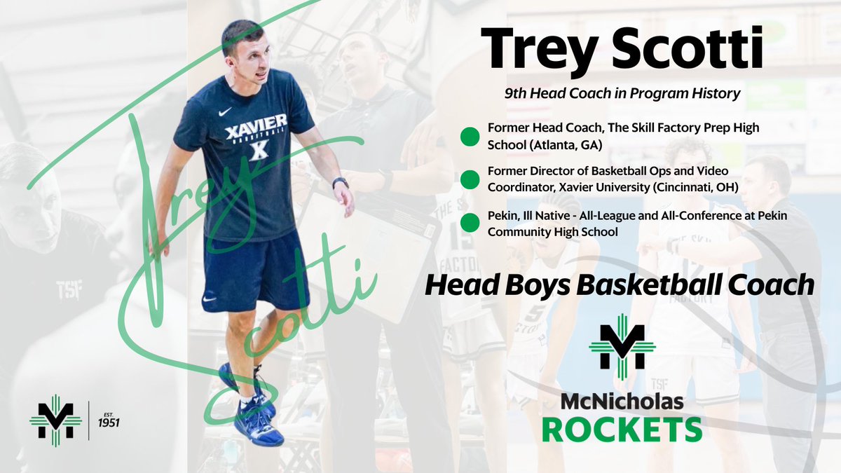 McNicholas Athletics (@mcnathletics) on Twitter photo Boys Bkb | We are proud to announce our 9th Head Boys Basketball Coach in the program's history!
Please help us welcome Trey Scotti and wife Emily to Rocket Nation. Trey was introduced to the program in a team meeting today after school.
<a href="/TreyScotti/">Trey Scotti</a>
#BondedTogether Boys Bkb | We are proud to announce our 9th Head Boys Basketball Coach in the program's history!
Please help us welcome Trey Scotti and wife Emily to Rocket Nation. Trey was introduced to the program in a team meeting today after school.
<a href="/TreyScotti/">Trey Scotti</a>
#BondedTogether