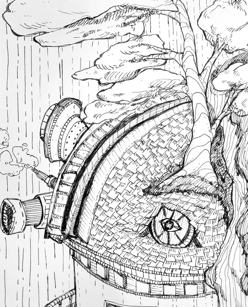 PokySun's tweet photo. 🌱 Mountain Observatory - zine illustration #6
.
" Entre nature et artifice: fusionner des éléments organiques et industriels."
.
#zine #ink #art https://t.co/HEKE7hghdI