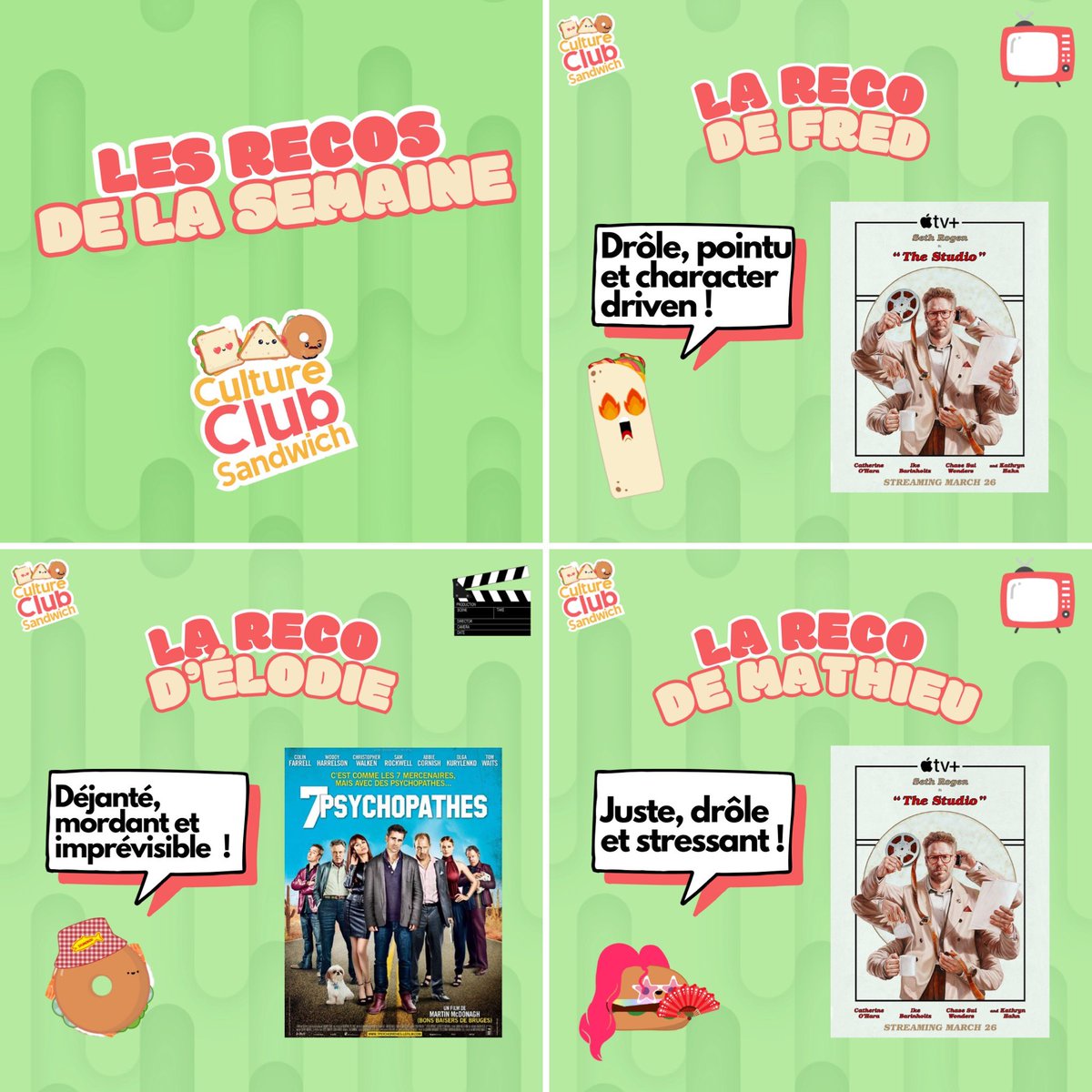 Cette semaine c’est l’alignement des planètes pour <a href="/MonsieurSeries/">(Inactif) Fred de Culture Club Sandwich</a> et <a href="/mathieu_rcn/">mathieu_rcn</a> qui ont une reco commune, et du côté de <a href="/LeSerigraphe_/">Elodie de Le Serigraphe</a> c’est reco de film déjanté ! Découvrez l’épisode de la semaine ici et sur vos plateformes d’écoute préférées ! bit.ly/Ep29CCS