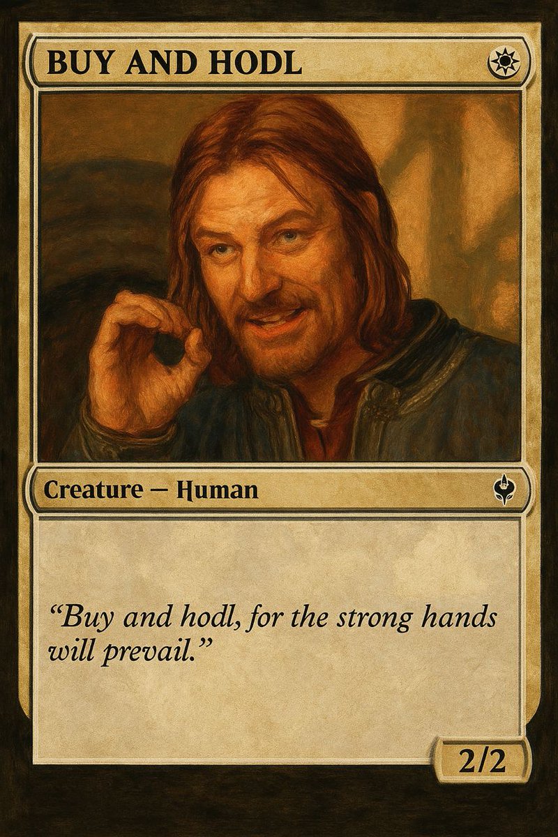 MagicMemeCards's tweet photo. Listen, Gandalf, I've figured out the blueprint. 
You only lose when you sell! 

#LOTR #Solana #magicmemes https://t.co/D3Xlqg4VV0