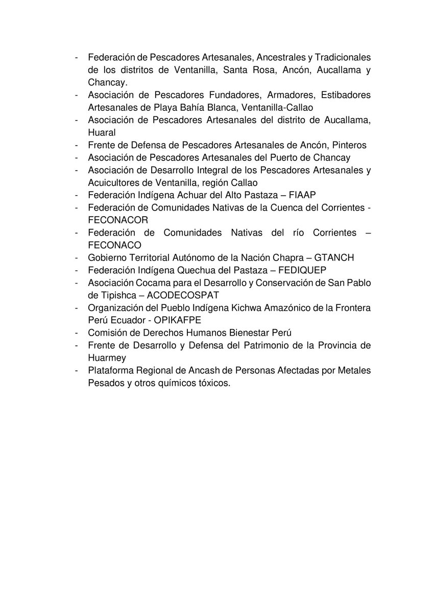 📣 Declaración de gremios de pescadores, federaciones y autogobiernos indígenas tras la asamblea de #MarAmazonía el 29 de marzo. 

Organizaciones anuncian unidad y acciones para proteger sus vidas y territorios de la contaminación petrolera en la #Costa y #Amazonía peruana👇🏾