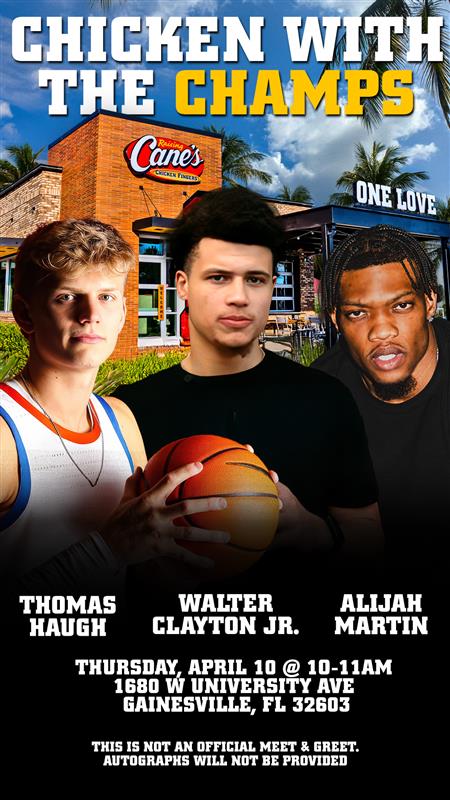 See you tomorrow, Gainesville!
<a href="/w1clayton/">Walter Clayton Jr . 🦍</a> 
<a href="/ThomasHaugh4/">Thomas Haugh</a>
<a href="/martin_alijah/">alijah.martin</a>