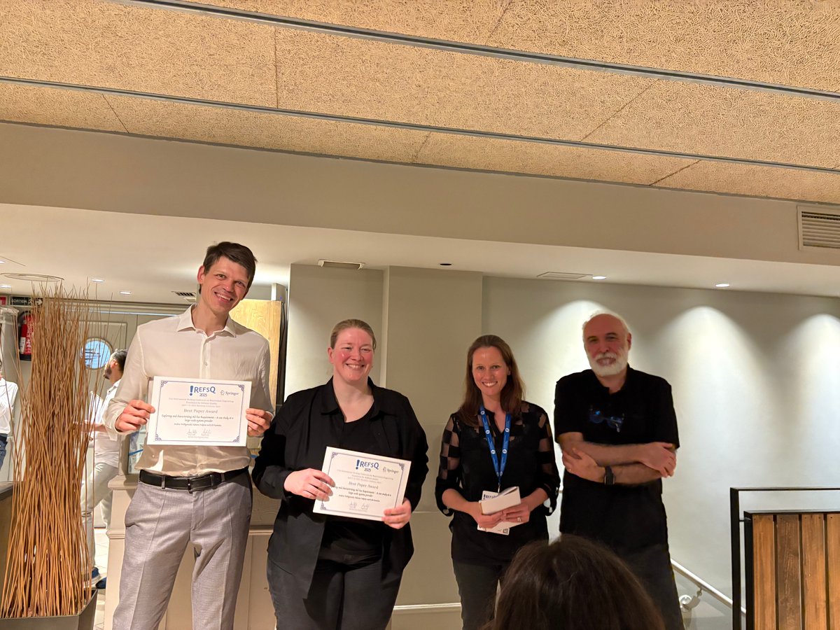 REFSQ 2025 (@wc_refsq) on Twitter photo #REFSQ2025 Highlights from Gala Dinner:
Congrats to Jennifer Horkoff and <a href="/OliverKarras/">Oliver Karras</a> on best reviewers awards, to Tobias Hey for winning the open science challenge, to <a href="/QuimMotger/">Quim Motger</a> & Max T. on the best poster & to Andrea Wohlgemuth and <a href="/FabianoDalpiaz/">Fabiano Dalpiaz</a> on best research paper! #REFSQ2025 Highlights from Gala Dinner:
Congrats to Jennifer Horkoff and <a href="/OliverKarras/">Oliver Karras</a> on best reviewers awards, to Tobias Hey for winning the open science challenge, to <a href="/QuimMotger/">Quim Motger</a> & Max T. on the best poster & to Andrea Wohlgemuth and <a href="/FabianoDalpiaz/">Fabiano Dalpiaz</a> on best research paper!
