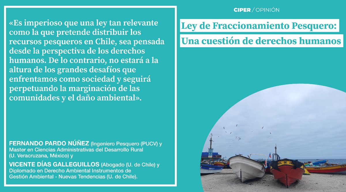 ciper's tweet photo. La Ley de Fraccionamiento Pesquero está a punto de votarse en el Congreso y según los autores de esta columna para #CIPEROpinión carece de dos elementos fundamentales: incorporación de las comunidades indígenas y el respeto por el medio ambiente https://t.co/cfTpdpTZ9x https://t.co/YW4cVyDclt