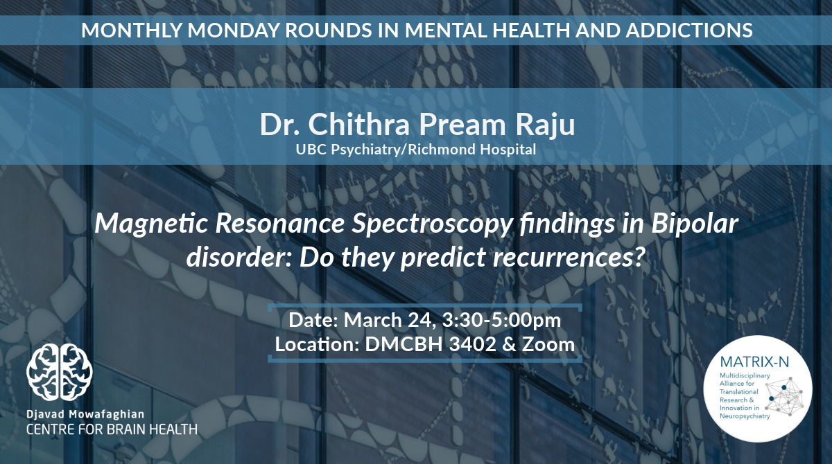 MATRIX-N Cluster UBC (@matrixn_ubc) on Twitter photo Happy #WorkshopWednesday! Check out our recording of the presentation by Dr. Chithra Pream Raju from our March Monthly Monday Rounds in Mental Health & Addictions!
Watch now: youtu.be/fcsFu6BQymg
<a href="/UBC_Psychiatry/">UBC Department of Psychiatry</a>, Richmond Hospital Happy #WorkshopWednesday! Check out our recording of the presentation by Dr. Chithra Pream Raju from our March Monthly Monday Rounds in Mental Health & Addictions!
Watch now: youtu.be/fcsFu6BQymg
<a href="/UBC_Psychiatry/">UBC Department of Psychiatry</a>, Richmond Hospital