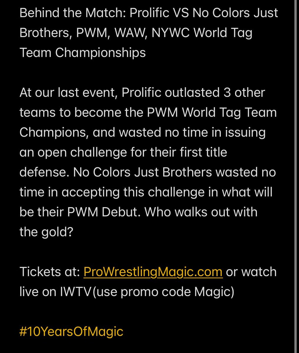 WrestlingMagic's tweet photo. Behind The Match: @RuthlessLaLa @TheIsaiahWolf VS @OliverMFPW &amp; Daniel Alexander for the PWM, WAW, NYWC World Tag Team Championships This Saturday! 

https://t.co/KlqFXIUAtQ @indiewrestling 

#10YearsOfMagic https://t.co/nhbo5L1SqW