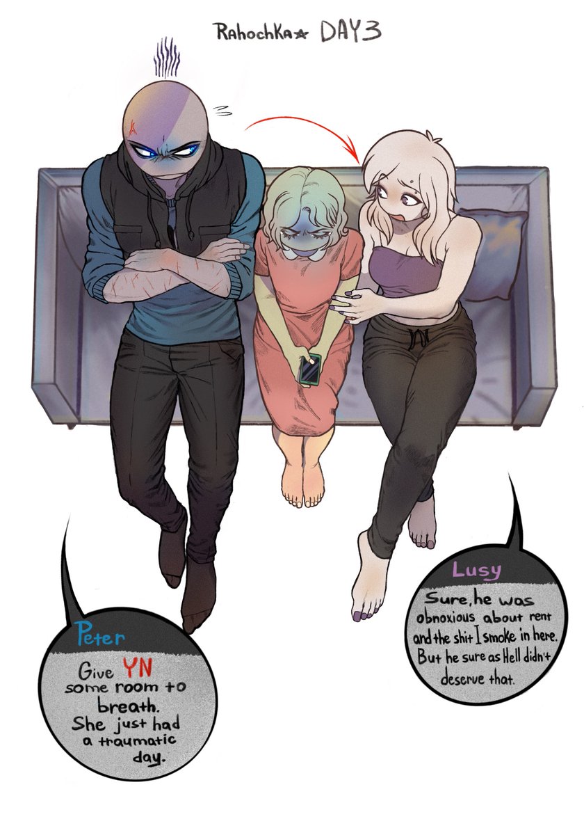 rahochka's tweet photo. DAY 3

Y|N is feeling extremely depressed and shaken by the murder of her landlord Don this morning, which happened exactly within the walls of her workplace.
#illustration #YourBoyfriendGame #YourBoyfriendPeter #PeterDunbar #YBG  #YourBoyfriendGamefanart #fanart #digitalart https://t.co/ZvE8yjyAqv