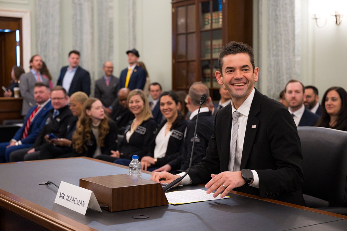 Jared Isaacman (@rookisaacman) on Twitter photo I am new to politics and learning by the day, but one thing is clear—Senators on both sides of the aisle care deeply about <a href="/NASA/">NASA</a> and its inspiring mission to lead the free world in the peaceful exploration of space. I’m very grateful to President Trump <a href="/POTUS/">President Donald J. Trump</a> for this nomination, I am new to politics and learning by the day, but one thing is clear—Senators on both sides of the aisle care deeply about <a href="/NASA/">NASA</a> and its inspiring mission to lead the free world in the peaceful exploration of space. I’m very grateful to President Trump <a href="/POTUS/">President Donald J. Trump</a> for this nomination,