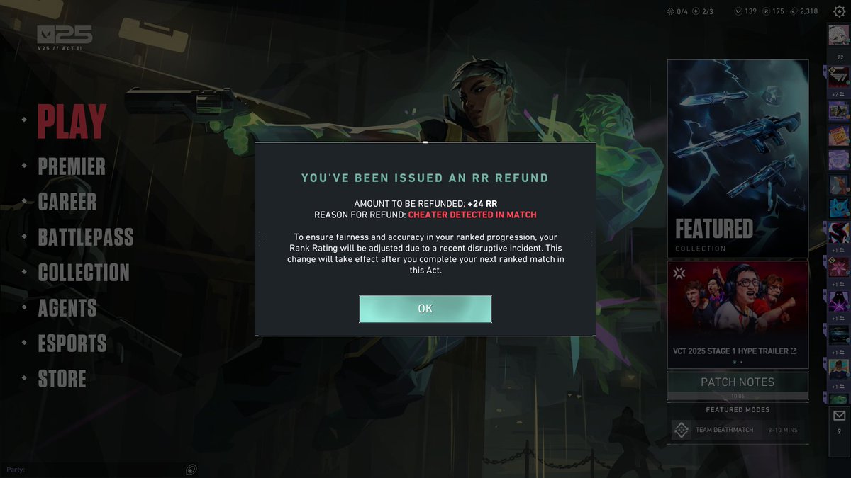 barely been playing recently and this was what i met when i launched my game again today🥰FINALLY VALO IS WITH ME AGAINNN