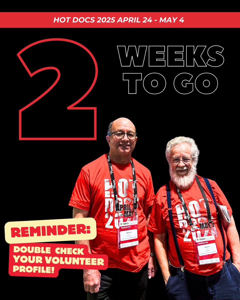 Just 2 weeks to go before #HotDocs kicks off!  #HotDocsVolunteers