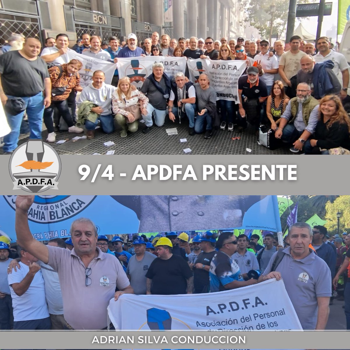 apdfanacional's tweet photo. APDFA dijo presente en la movilización convocada por la CGT, acompañando el reclamo en defensa de los salarios y de nuestros jubilados
@ApdfaListaGris 
@ApdfaAdrian 
@sasia_sergio 
@OficialAsfa 
@uf_oficial 
@JApdfa 
@APDFA5deABRIL 
@agrelidoveschi https://t.co/T2H7QRImdz