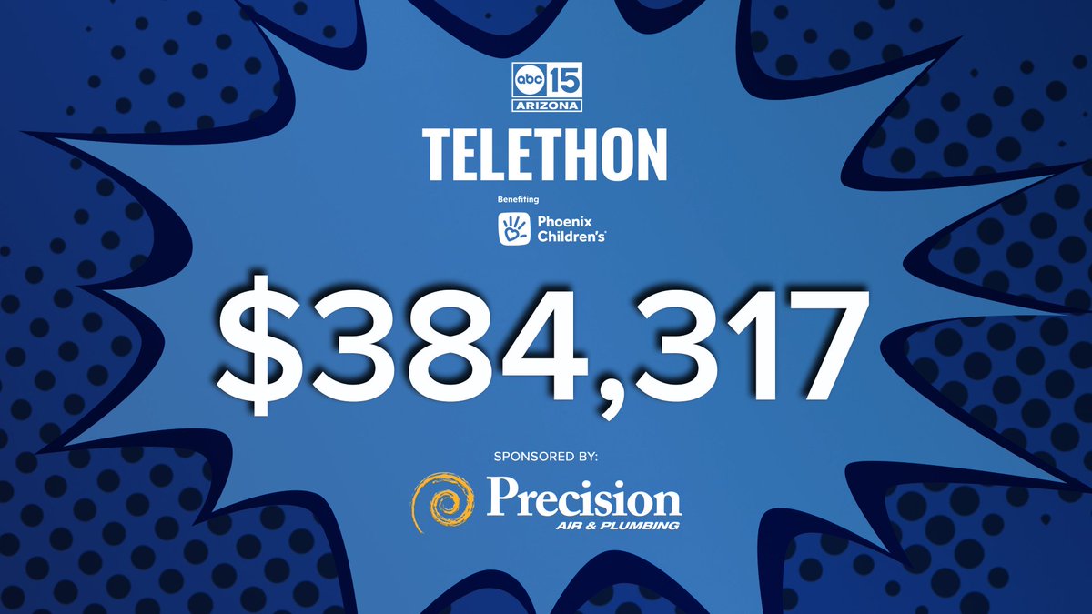 ❤️ We’re blown away by your generosity—thanks to you, we’ve raised $384,317 for Phoenix Children’s! But we’re not done yet! Call 602-933-4567 or donate at abc15.com/Telethon to support lifesaving care. Every dollar makes a difference! #abc15telethon #PCHeroes