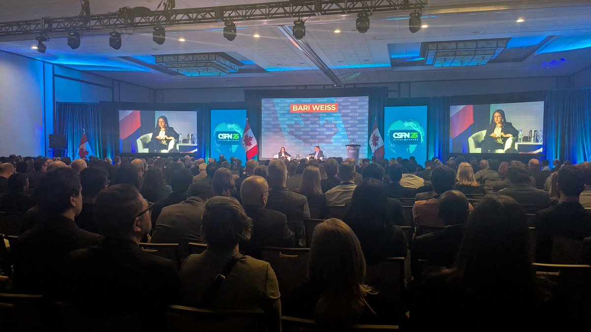 Good to be gathered with almost a thousand fellow conservatives at the #CSFN25 <a href="/canstrongfree/">Canada Strong and Free Network</a> conference, hearing from <a href="/bariweiss/">Bari Weiss</a> and <a href="/Baird/">John Baird</a> on free speech, antisemitism, and finding consensus in an increasingly polarized world. #cdnpoli