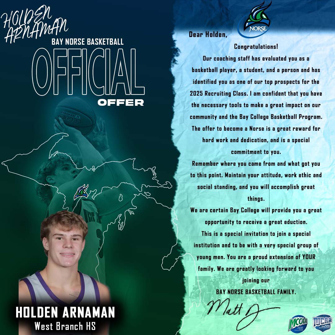 Holden Arnaman (@holdenarnaman) on Twitter photo After a great phone call with <a href="/BayCoachJohnson/">Matt Johnson</a>. I am blessed to receive an offer from Bay College After a great phone call with <a href="/BayCoachJohnson/">Matt Johnson</a>. I am blessed to receive an offer from Bay College