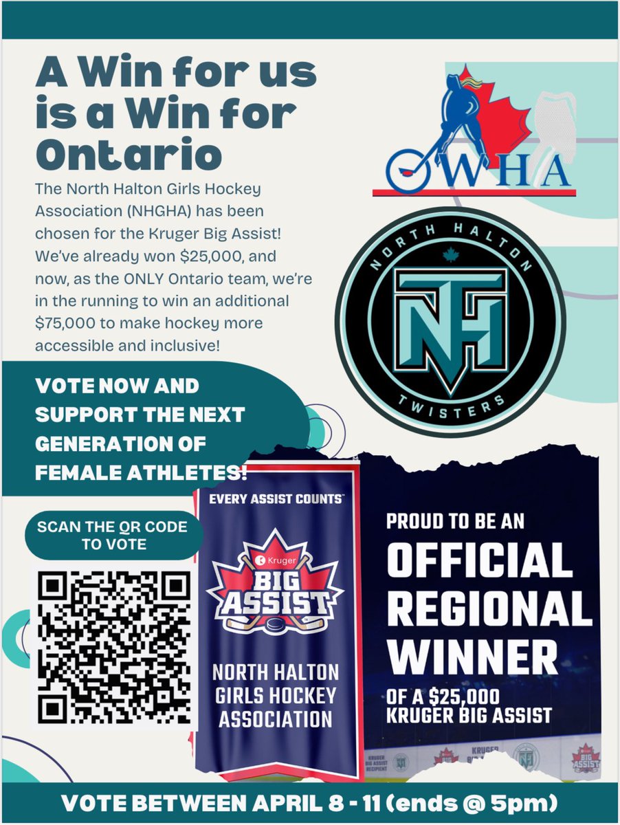 Vote for the North Halton Twisters and support Ontario girls hockey #owha