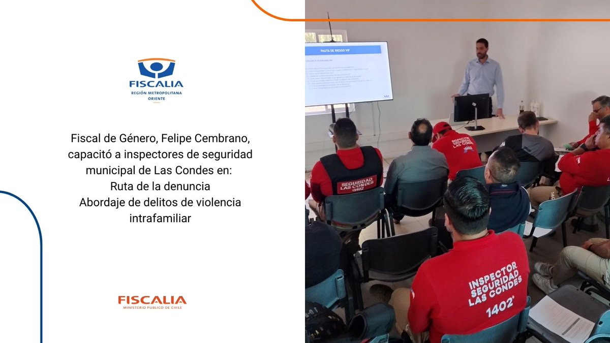 Fiscalia Oriente (@fiscaliaoriente) on Twitter photo ➡️ Vínculo con la comunidad de la Fiscalía regional Metropolitana oriente
La Fiscalía de Género Oriente, realizó la primera capacitación a inspectores de seguridad dependientes de la Dirección de Seguridad de la <a href="/Muni_LasCondes/">Las Condes</a> ➡️ Vínculo con la comunidad de la Fiscalía regional Metropolitana oriente
La Fiscalía de Género Oriente, realizó la primera capacitación a inspectores de seguridad dependientes de la Dirección de Seguridad de la <a href="/Muni_LasCondes/">Las Condes</a>
