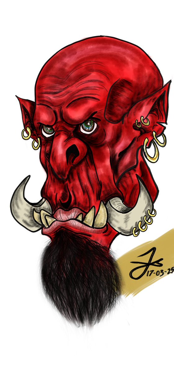 ZandosArts's tweet photo. Each step brings you to a bigger 🖼️🖼️. Red high orc made with Sketchbook 
#fantasyarts
#famtasyart
#conceptart
#darkfantasyart
#web3art
#artforhire https://t.co/HrGapnJGhZ