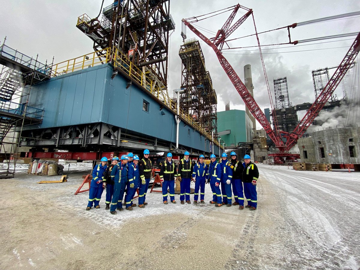 suncor's tweet photo. Look up...way up at our Base Plant oil sands site north of Fort McMurray and you’ll see one of the world's largest construction cranes. At a height of 135 metres, the Mammoet PTC 210 DS ring crane easily towers over the massive operation. 

The crane’s size is needed given the monumental task at hand: moving eight giant coke drums and two super modules into place in our Upgrader 1 (U1). The heaviest load will weigh 1,248 tonnes, plus another 350 tonnes for the rigging. 

The multi-year Coke Drum Integrity Project (CDIP) will improve U1’s safety and reliability by replacing aging coke drums with new ones, alongside changing the decoking systems and installing a variety of personal and process safety upgrades. The major project will lengthen the life of U1 by another 30 years. 

The CDIP project is a made-in-Alberta success story as all pieces contributing to this work were made and fabricated locally.