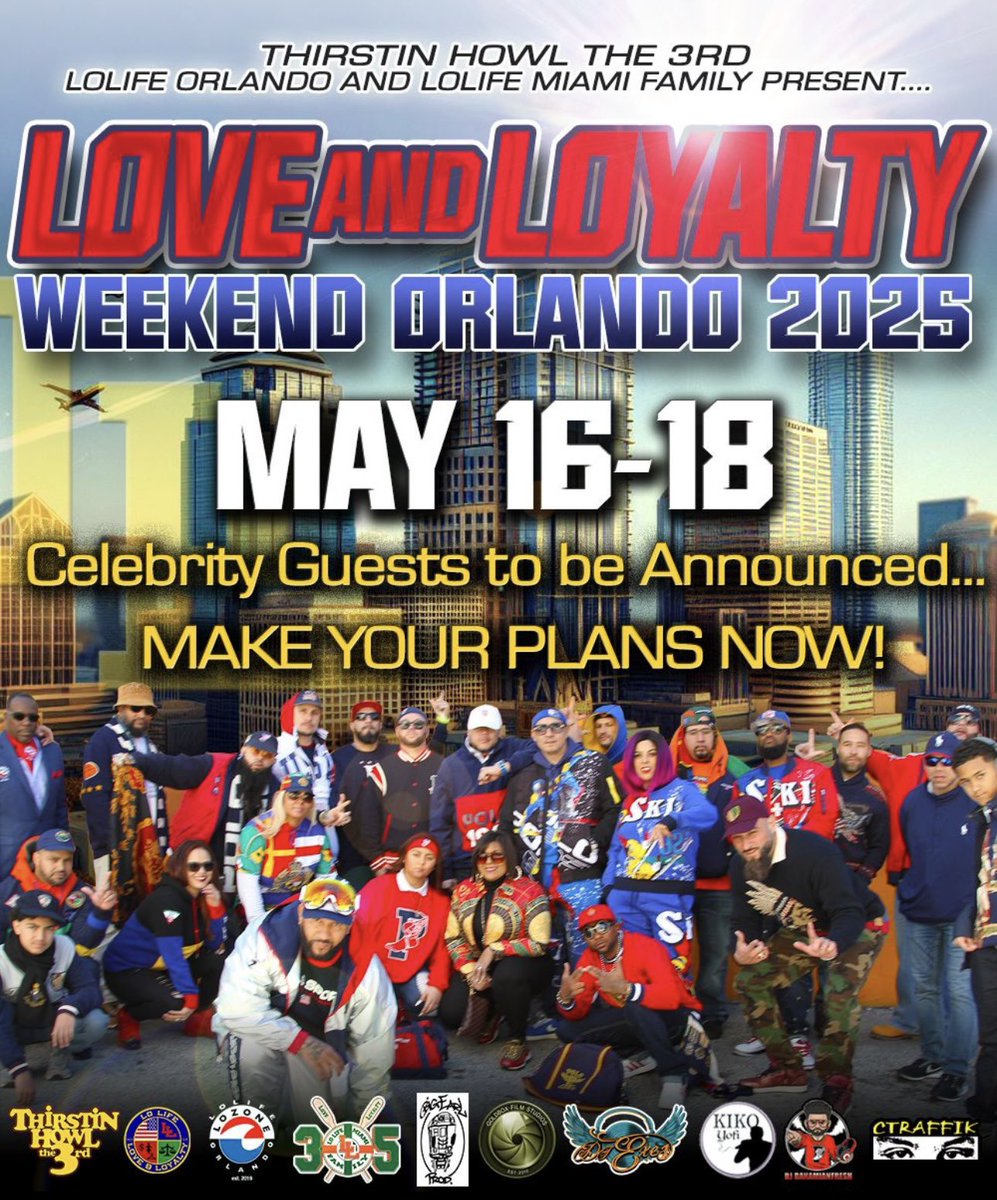 KingdomKome's tweet photo. It’s going down May 16 - 18th
LOVE AND LOYALTY WEEKEND
Orlando, FL. 📍
brought to you by Thirstin HOWL the 3RD
and the Lo Life Orlando & Lolifes Miamifamily
Act Accordingly. 👆🏽👆🏽
#lolifes #loveandloyalty #hiphopculture #hiphop #lolifemiamifamily #lolifeorlando https://t.co/Xk5O1tGlYQ