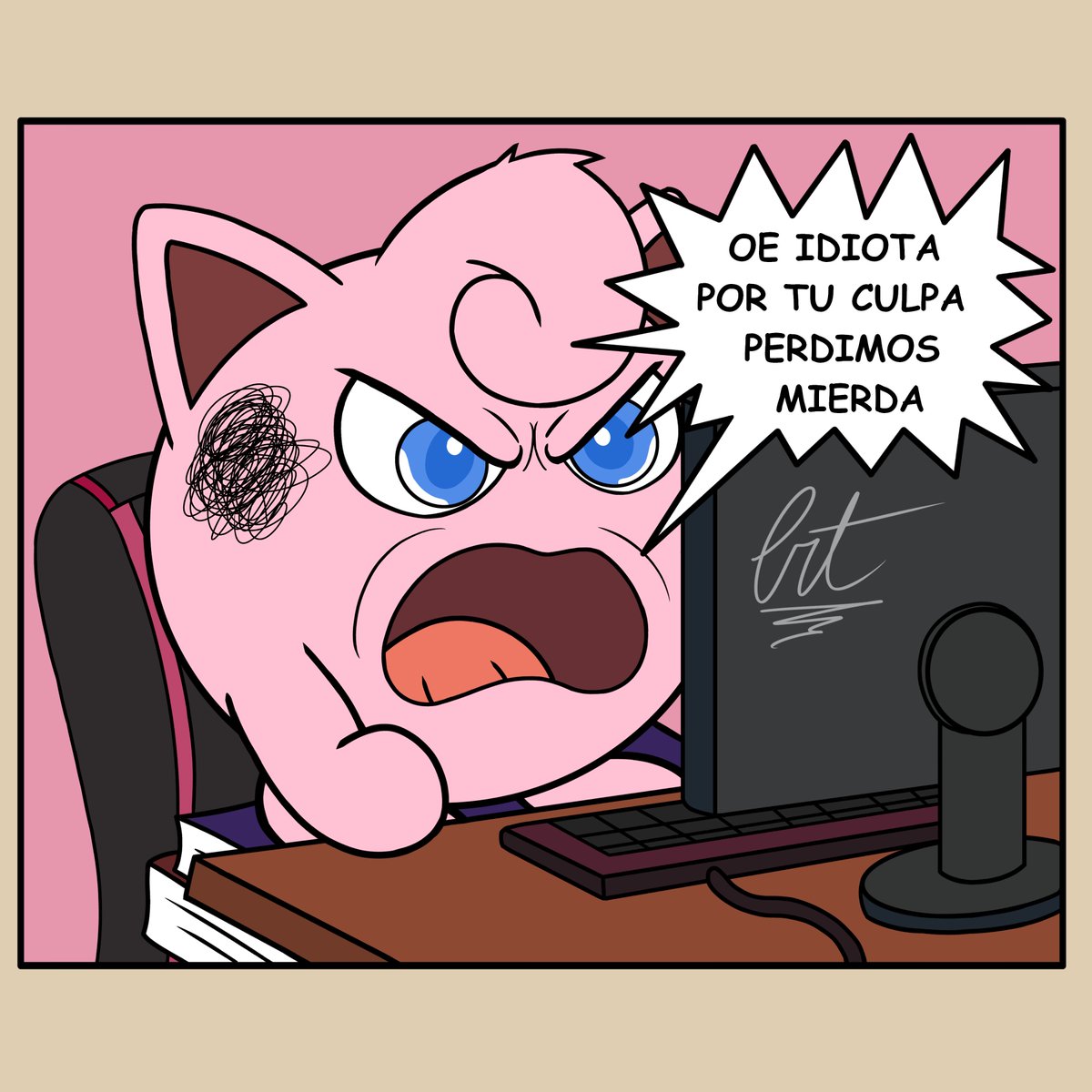 Cartulina68's tweet photo. Un dibujo para la pinche chillona de @_uni19_  que le debía un dibujo hace tiempo 💀
#Jigglypuff #Incineroar #webcomic https://t.co/WQAZqxwu35
