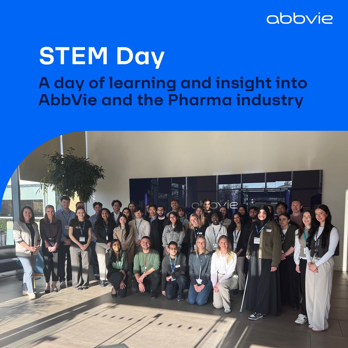 AbbVie UK (@abbvieuk) on Twitter photo Earlier this week, we hosted students from UK Universities at our STEM Day. Our #AbbVieinUK team shared career insights and students learned about the variety of roles in the Pharma industry. Thank you <a href="/UniofReading/">Uni of Reading</a> and <a href="/ucl_GBSH/">UCL Global Business School for Health</a> for helping us recruit students.
#AbbVieinUK Earlier this week, we hosted students from UK Universities at our STEM Day. Our #AbbVieinUK team shared career insights and students learned about the variety of roles in the Pharma industry. Thank you <a href="/UniofReading/">Uni of Reading</a> and <a href="/ucl_GBSH/">UCL Global Business School for Health</a> for helping us recruit students.
#AbbVieinUK