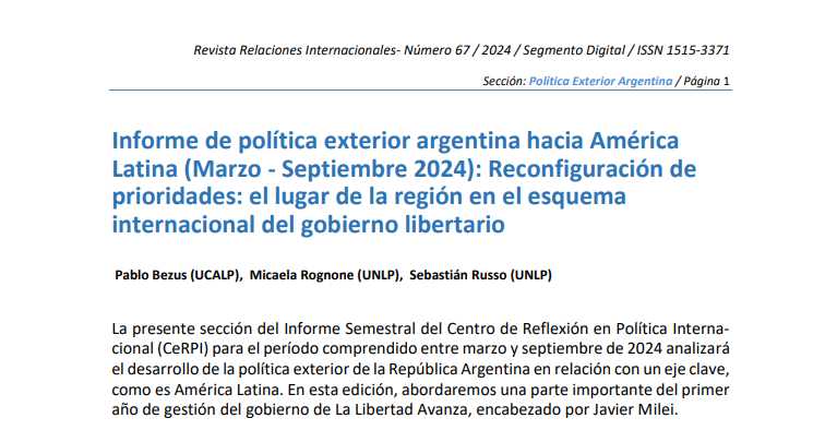 ce_rpi's tweet photo. 🔸Lectura Recomendada Compartimos la reciente publicación de la edición n°67 de la revista Relaciones Internacionales del
@iriunlp
La revista cuenta con un segmento digital donde el CeRPI produce los informes semestrales de la PEA Aquí compartimos el acceso "Informe de https://t.co/WcnyF0sR8k
