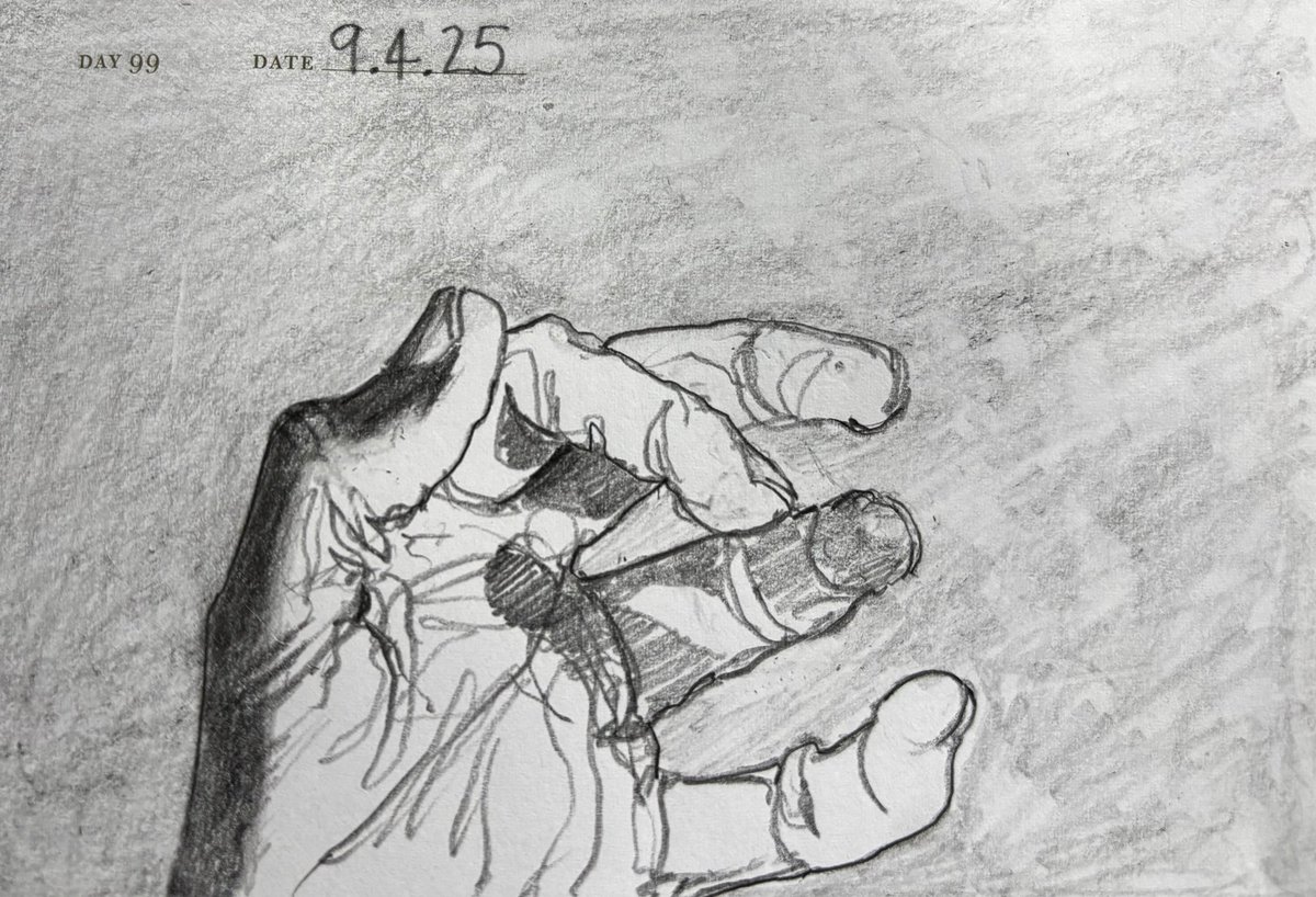 Venster67's tweet photo. One Sketch A Day 9.4.25
‘My left hand’
#mylefthand #handdrawing #hand #onesketchaday #sketchbook #visualdiary #art #illustration #pencilsketch https://t.co/JiktvlG1NI