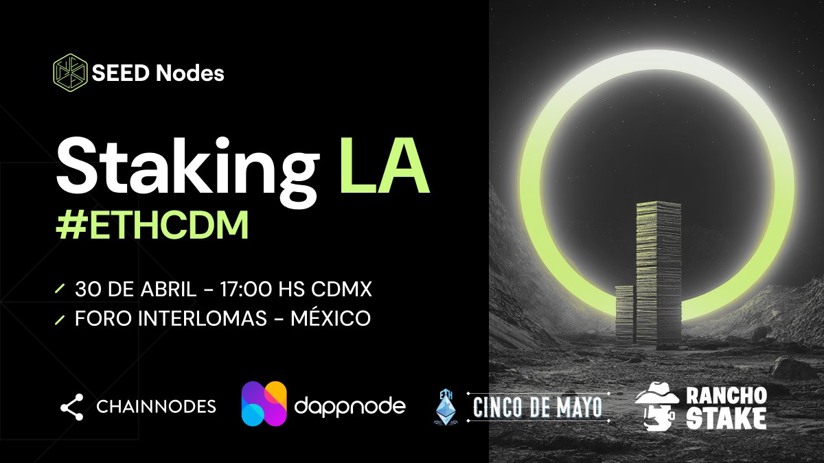 SEEDNodes's tweet photo. ¡Llega Staking LA a Ciudad de México!

Un evento para aprender sobre staking, conectar con el Club de nodos y sumarse a la red.

¿Quieres saber más? Te contamos todo 🧵👇