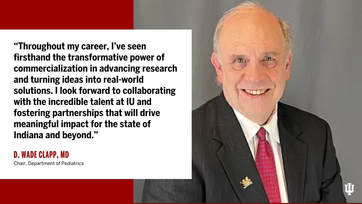 IU School of Medicine (@iumedschool) on Twitter photo D. Wade Clapp, MD, chair of <a href="/IUDeptPeds/">IU Department of Pediatrics</a>, has been named the inaugural senior associate dean for entrepreneurial research and commercialization for the IU School of Medicine: bit.ly/42o5bix D. Wade Clapp, MD, chair of <a href="/IUDeptPeds/">IU Department of Pediatrics</a>, has been named the inaugural senior associate dean for entrepreneurial research and commercialization for the IU School of Medicine: bit.ly/42o5bix
