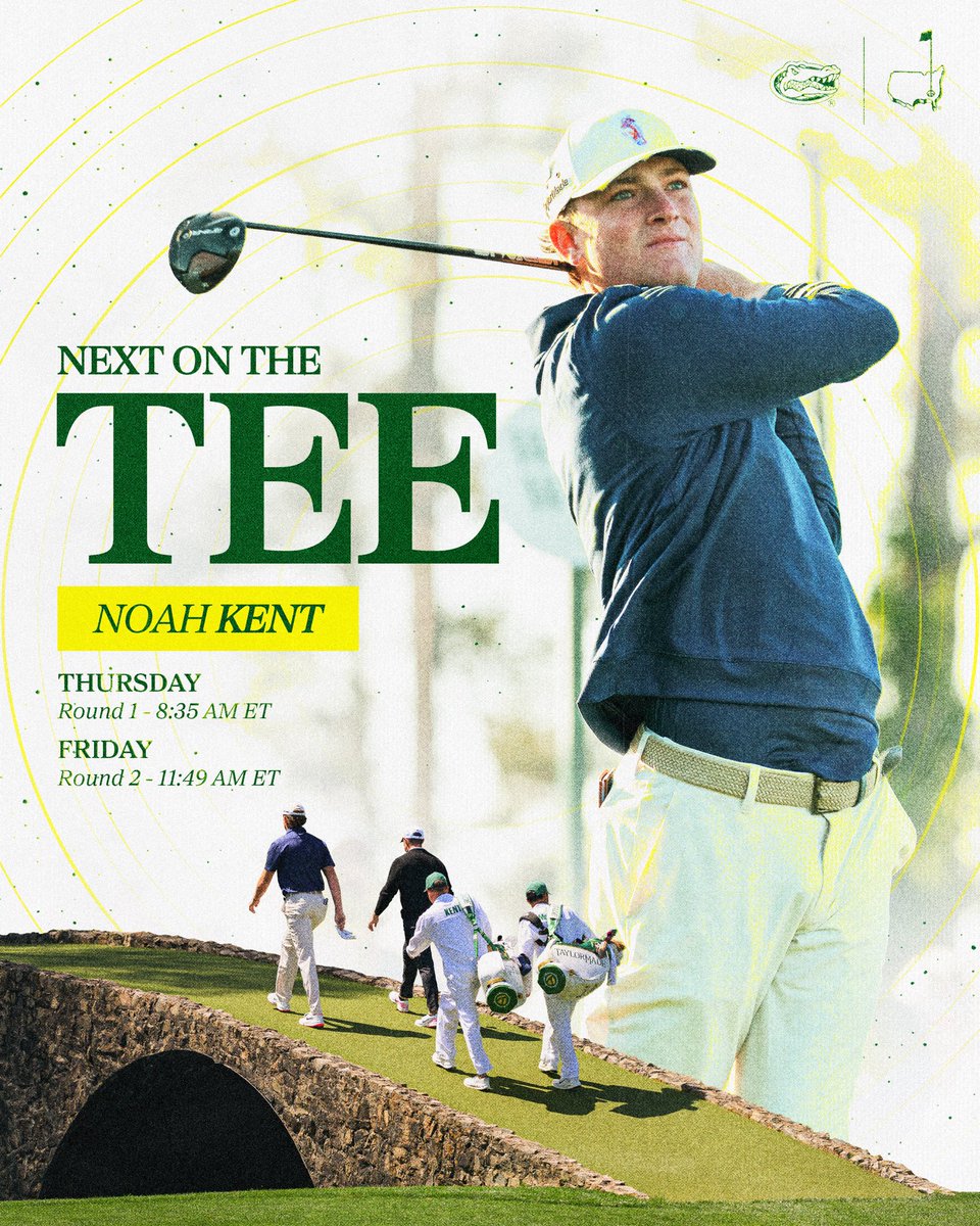 Next on the tee at <a href="/TheMasters/">The Masters</a>, Noah Kent! 🐊

Play well Noah. 🤝

#GoGators x <a href="/NoahKent_Golf/">Noah Kent</a>