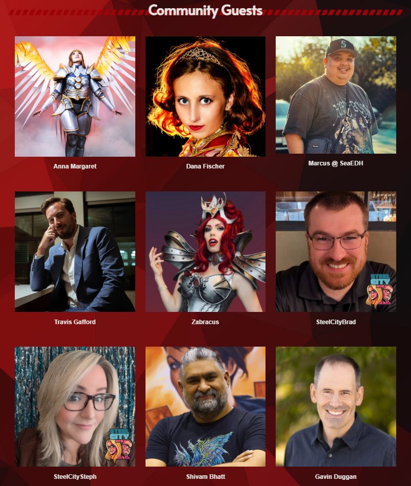 Laughing Dragon MTG (@laughingmtg) on Twitter photo Special shoutout to all our community guests joining us at LDXP Santa Clara next weekend!
<a href="/itsannamargaret/">Anna Margaret</a>
<a href="/DanaFischerMTG/">Dana Fischer, The Disciple of Nissa</a>
<a href="/Sea_EDH/">SeaEDH βοΈ Magic Con Las Vegas</a>
<a href="/TravisGafford/">Travis Gafford</a>
<a href="/Zabracus/">Zabracus π Magicon Chicago</a>
<a href="/SteelCityBrad/">SteelCityBrad is on Bluesky</a>
<a href="/SteelCitySteph/">Steph π #CFWorcester #F2FToronto</a>
Shivam Bhatt
Gavin Duggan
This is also our last week for our hotel block! More info here: Special shoutout to all our community guests joining us at LDXP Santa Clara next weekend!
<a href="/itsannamargaret/">Anna Margaret</a>
<a href="/DanaFischerMTG/">Dana Fischer, The Disciple of Nissa</a>
<a href="/Sea_EDH/">SeaEDH βοΈ Magic Con Las Vegas</a>
<a href="/TravisGafford/">Travis Gafford</a>
<a href="/Zabracus/">Zabracus π Magicon Chicago</a>
<a href="/SteelCityBrad/">SteelCityBrad is on Bluesky</a>
<a href="/SteelCitySteph/">Steph π #CFWorcester #F2FToronto</a>
Shivam Bhatt
Gavin Duggan
This is also our last week for our hotel block! More info here: