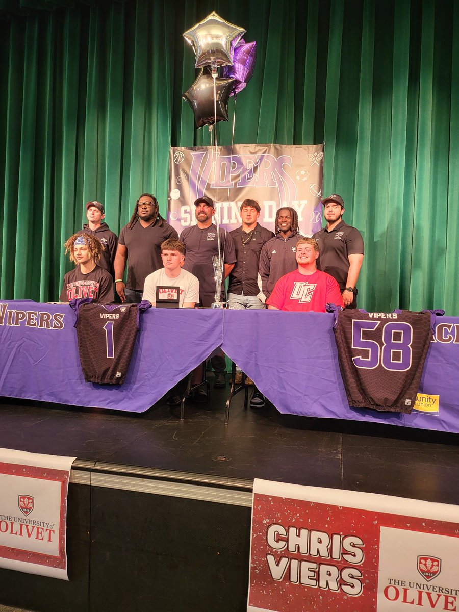 Christopher Viers (@c_viers2) on Twitter photo Officially signed. <a href="/UOlivetfootball/">The University of Olivet Football</a>
Excited to get up north and get started!!! <a href="/CoachIeuter/">Erik Ieuter</a> <a href="/KwamSutton_9/">Coach Sutton</a> <a href="/CoachCrawford12/">Coach Crawford</a> <a href="/CoachJakeOwens9/">Jake Owens</a> <a href="/CoachHenzmann/">Coach Liam Henzmann</a> <a href="/K_Davis01/">Coach Davis</a> <a href="/444LXRE444/">Damion Bauder</a> <a href="/Christianburt_/">Christian Burt</a> Officially signed. <a href="/UOlivetfootball/">The University of Olivet Football</a>
Excited to get up north and get started!!! <a href="/CoachIeuter/">Erik Ieuter</a> <a href="/KwamSutton_9/">Coach Sutton</a> <a href="/CoachCrawford12/">Coach Crawford</a> <a href="/CoachJakeOwens9/">Jake Owens</a> <a href="/CoachHenzmann/">Coach Liam Henzmann</a> <a href="/K_Davis01/">Coach Davis</a> <a href="/444LXRE444/">Damion Bauder</a> <a href="/Christianburt_/">Christian Burt</a>