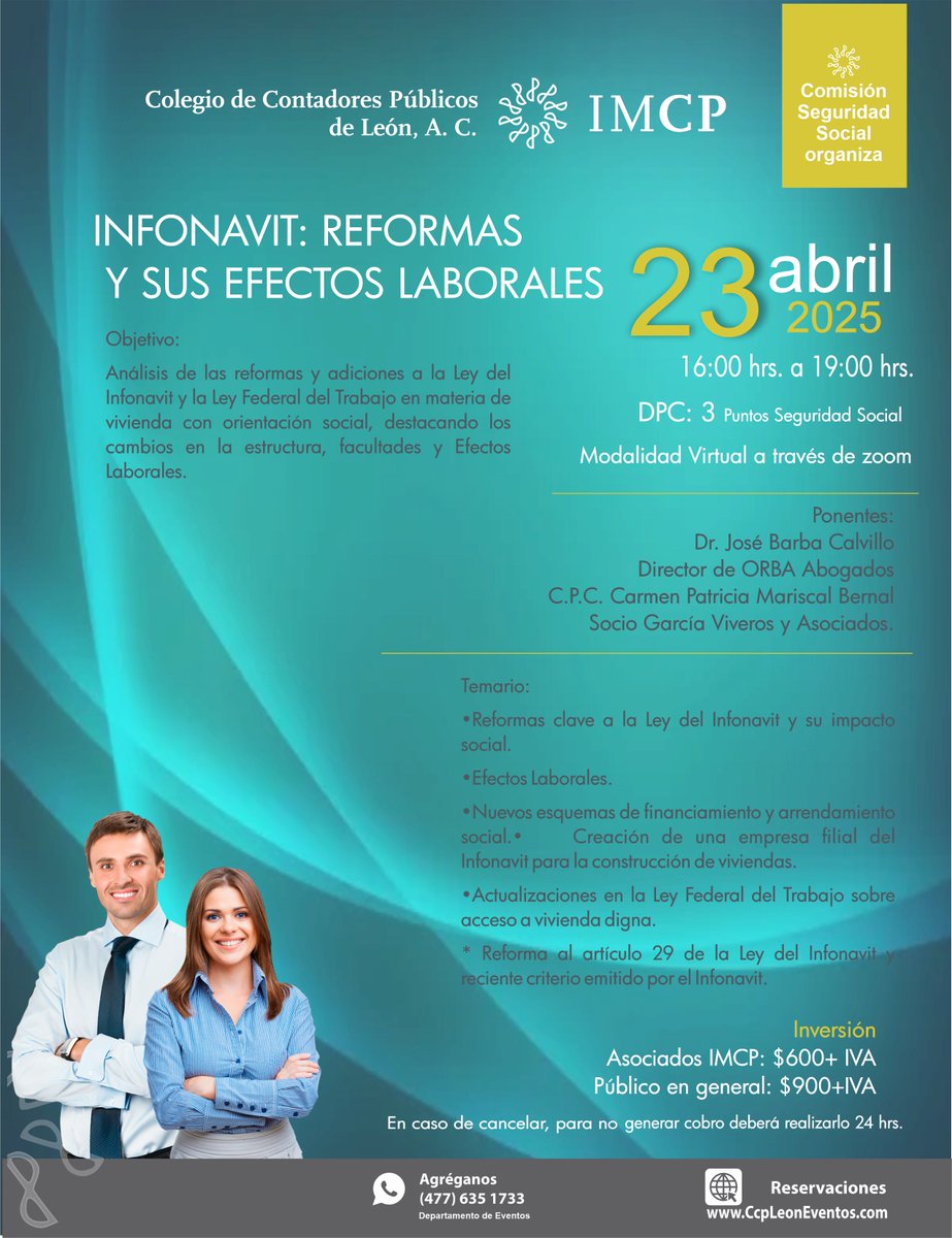 CCPLEONGTO's tweet photo. 23 de abril; CURSO INFONAVIT: REFORMAS  Y SUS EFECTOS LABORALES - https://t.co/nzKdM0AaB9 Whatsapp eventos: 4776351733 https://t.co/0kpCOYRo1j